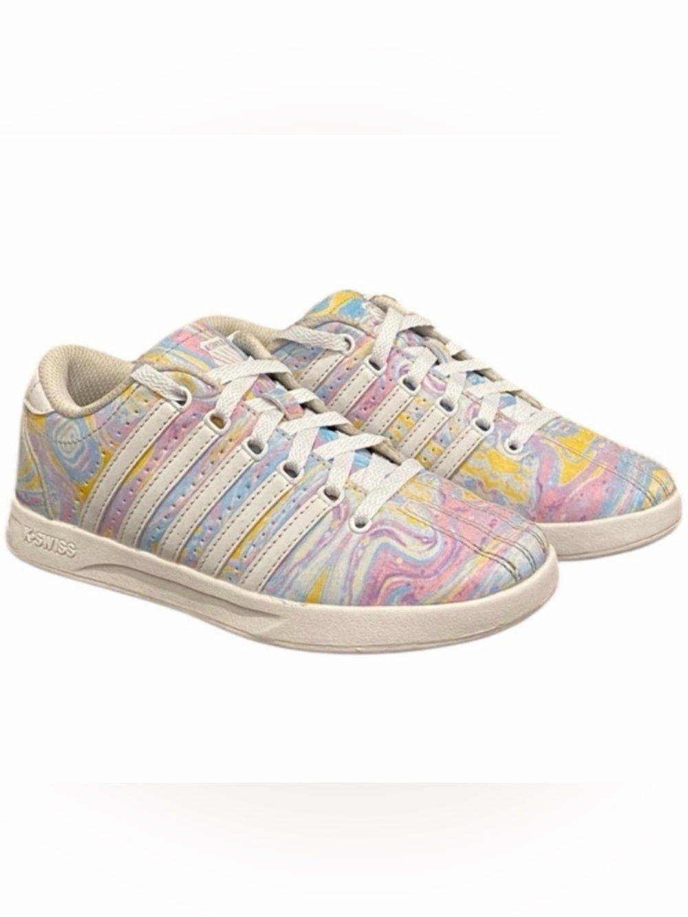 K-Swiss Girl’s Sneakers Pastel Swirl Youth Size 2 - Excellent Condition